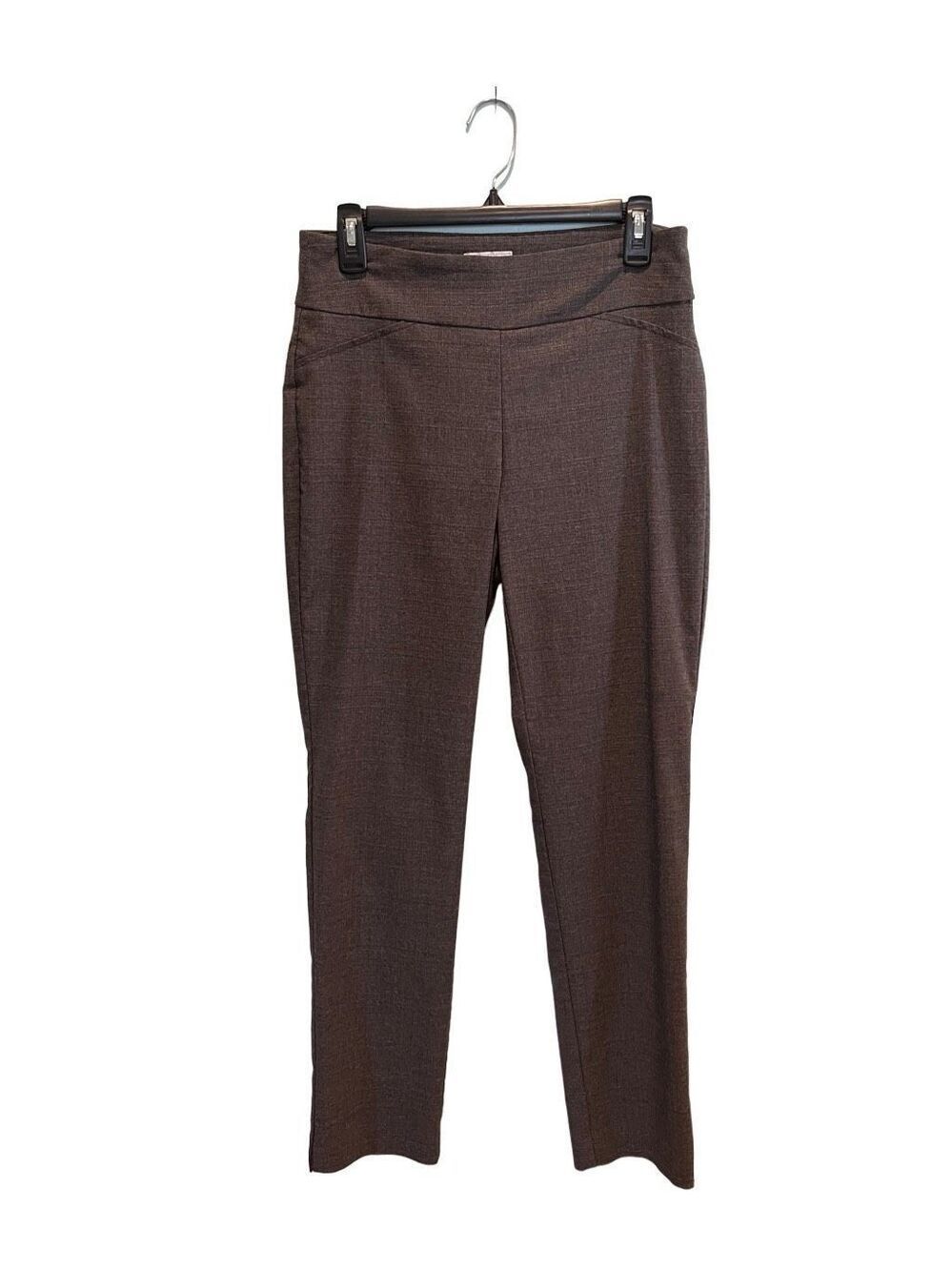 Charter Club muted gray plaid pull-on straight cut pants with stretch - 8